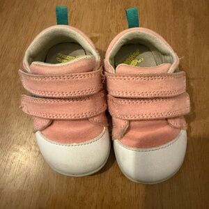 Pink Baby Walker Shoes with Dual Velcro Straps